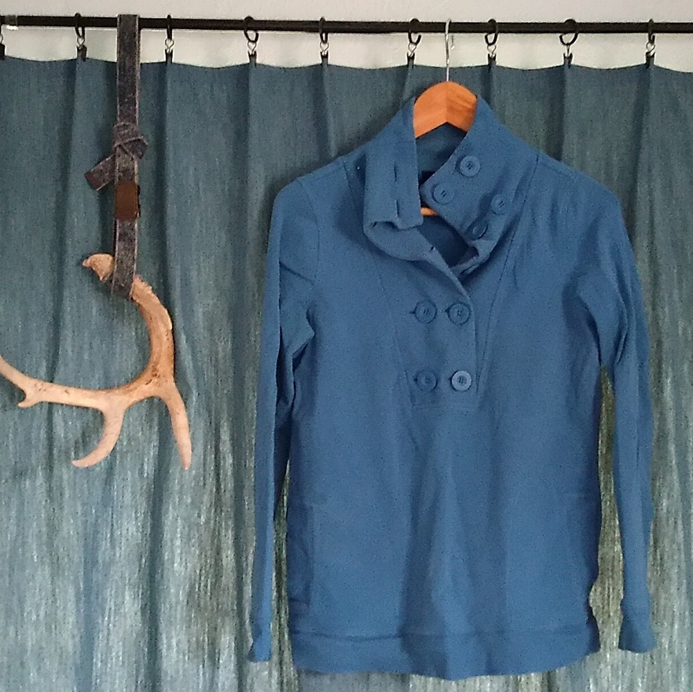 Slate-Blue Double-Breasted Sweatshirt